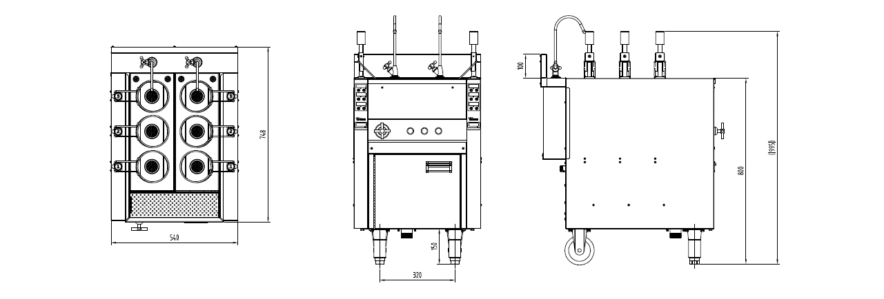 自动升降煮面机三视图